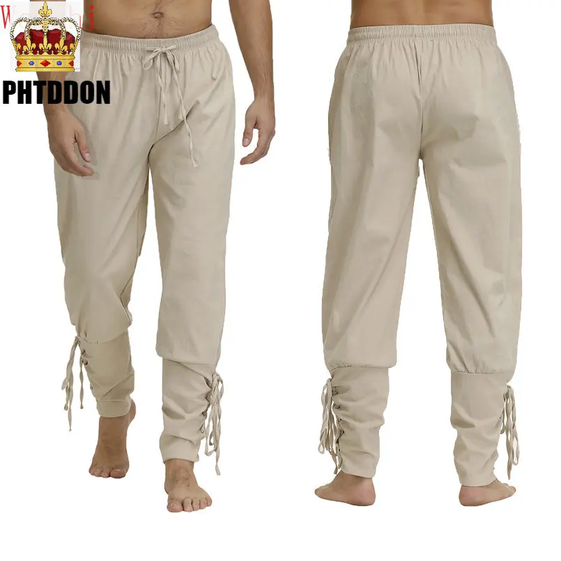 

Medieval Pants Viking Costume for Men Women Pirate Trousers Lace Up Renaissance Pants Pirate Brown Black Plus Size Halloween