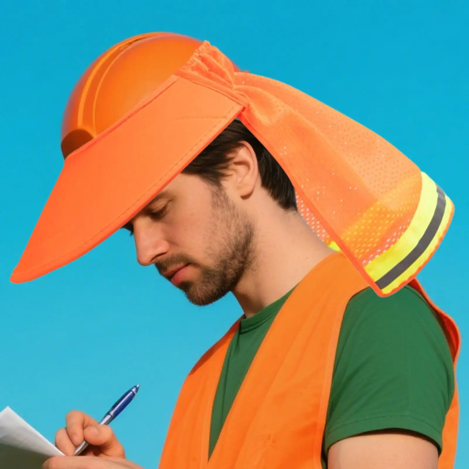 Hard Hat Sun Shade Full Brim Mesh Sun Shield with Reflective Strip Visor Neck Shade Full Brim Hard Hats Accessories Neck Protect