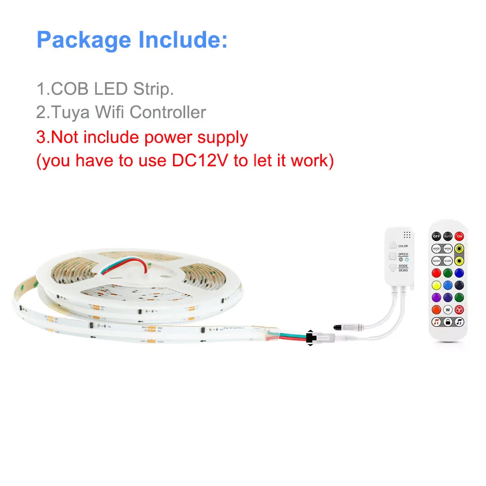 ตัวเลือกสินค้า WS2811 RGBIC COB ไฟ LED Strip Dream สีแอดเดรสสมาร์ท LED เทปยืดหยุ่น Tuya WIFI APP ควบคุม DC12V สําหรับ Alexa Google