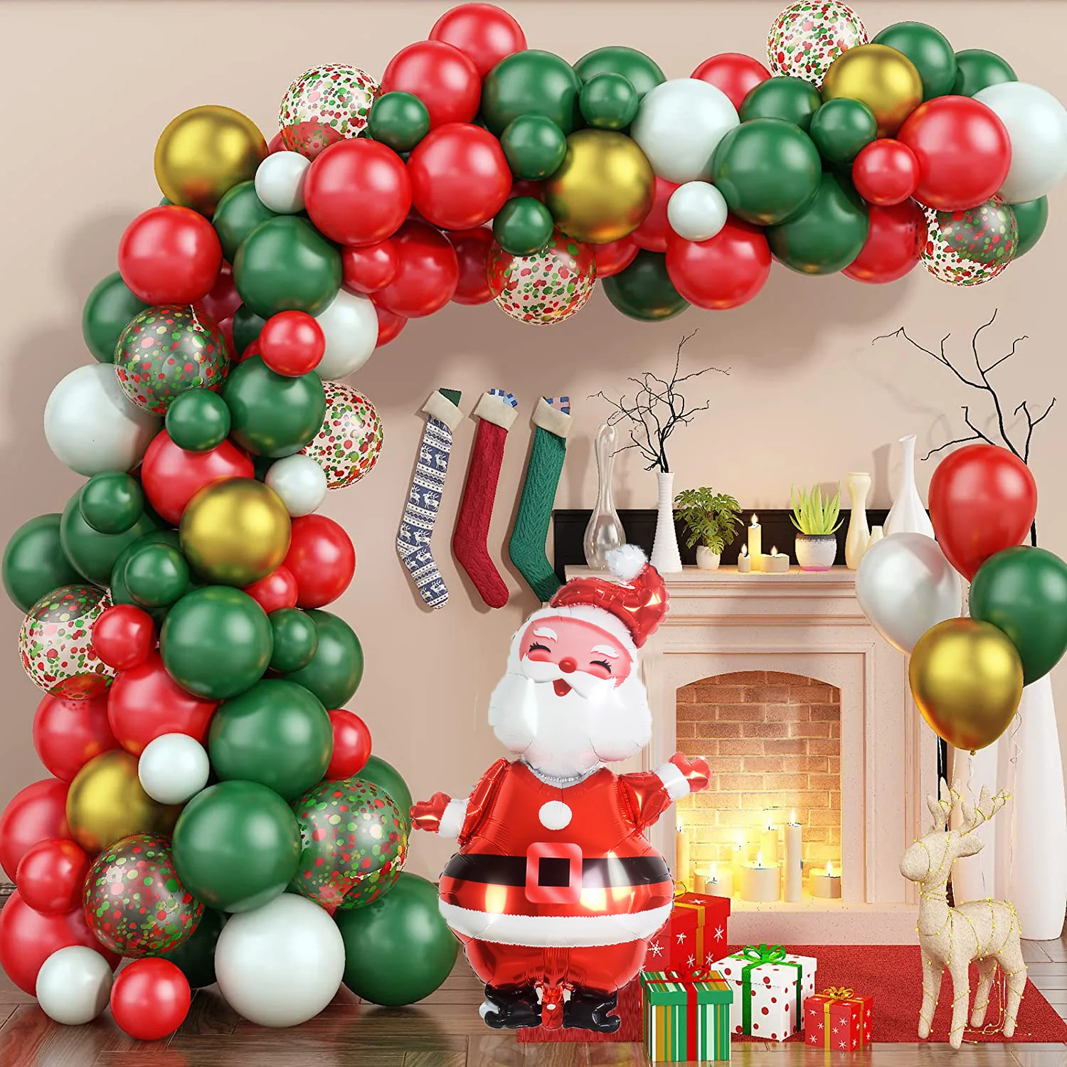 

Christmas Foil Balloons Santa Snowman Elk Xmas Tree Gift Box Style Inflated Balloon for Christmas 2023 New Year Party Decoration