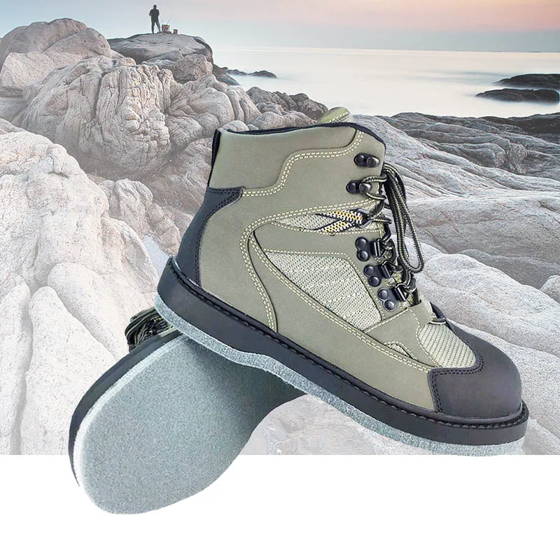 Fishing Shoes Rubber or Felt Sole Outdoor Hunting Fishing Boots Upstream Non-slip Reef Rock Shoes Fly Waders
