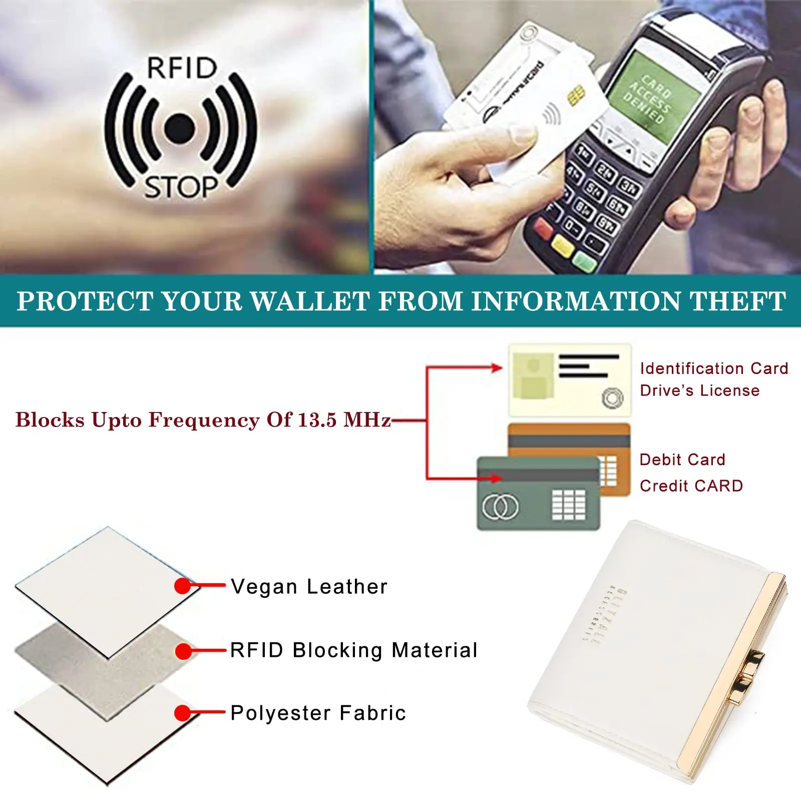 Women's High-Quality PU Leather Wallet - Scratch-Resistant and Durable Card Holder and Document Case