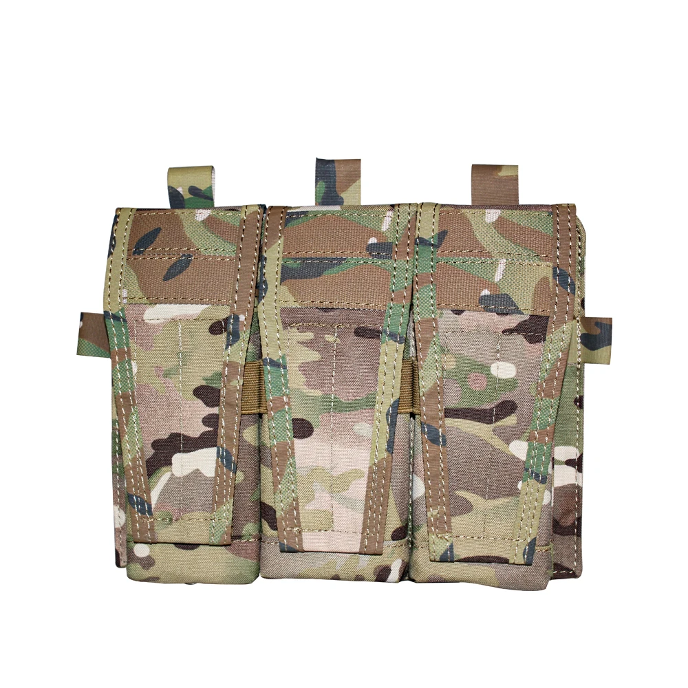 

DRAGON EDGE Tactical AVS Detachable Flap M4 M16 AR15 5.56 .223 Triple Magazine Pouch Hook & Loop Mag Holder Ammo Bag -MC