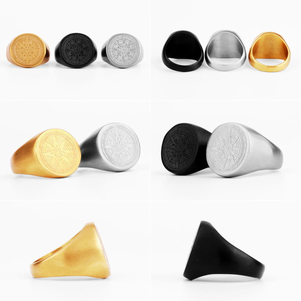 Compass World Map Stainless Steel Men Rings Punk Hip Hop Simple Vintage Trendy for Boyfriend Jewelry Creativity Gift Wholesale - Image 6