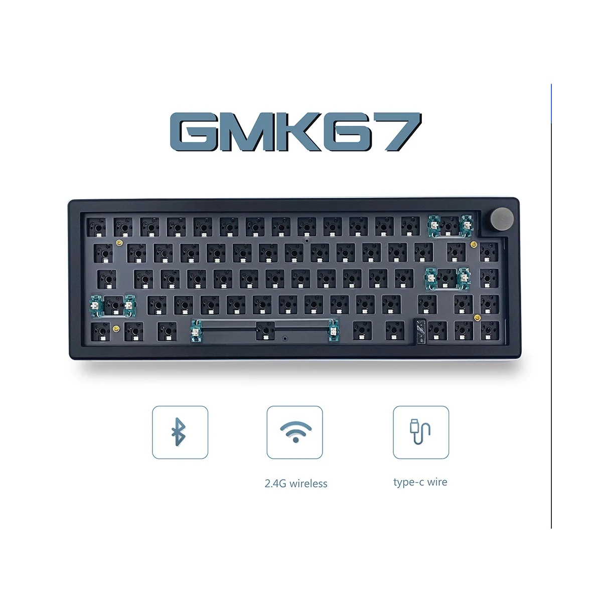 

GMK67 Hot Swappable RGB Backlight Mechanical Keyboard Kit Bluetooth 2.4G Wireless 3 Mode Customized DIY Keyboard Black