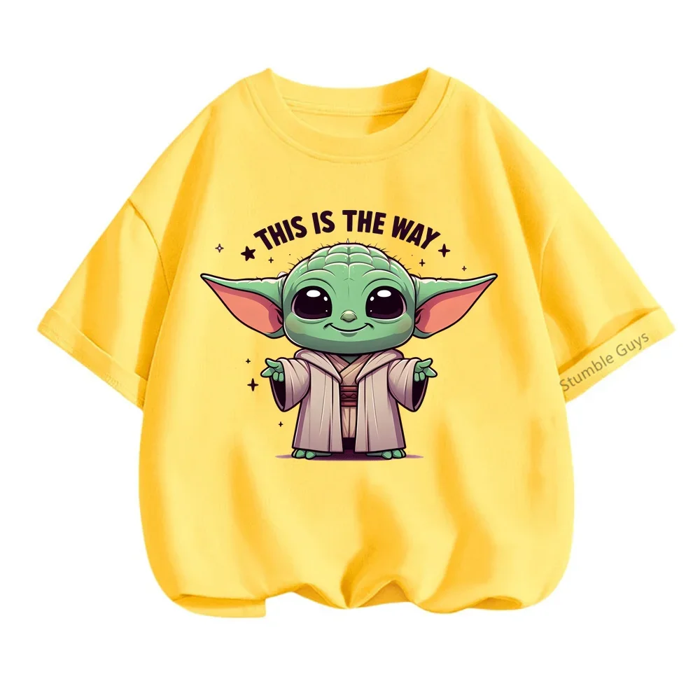 Boys Yoda T Shirt Girls Kids Children Tops Tshirt Short Sleeves Summer Baby Yoda Clothes Print Cartoon Tee Child Clothing 6