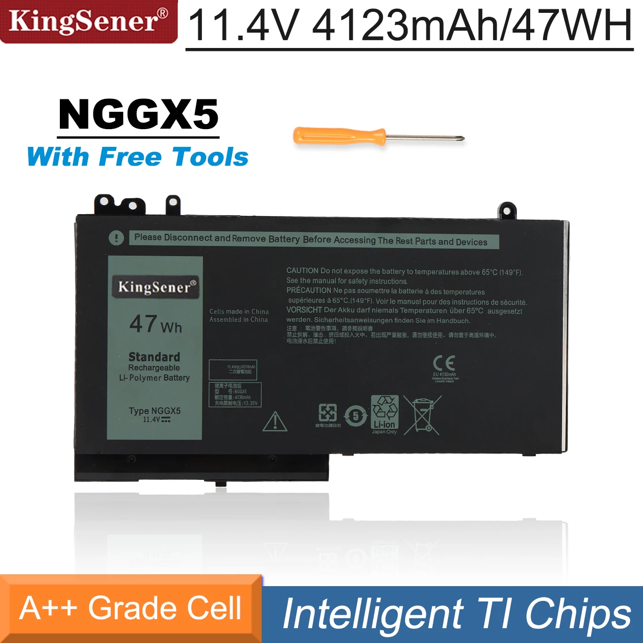Kingsener Nova Nggx5 Bateria do Portátil para Dell Latitude E5270 E5470 E5570 M3510 Jy8d6 954df 0jy8d6 11.4v 47wh Ferramentas Gratuitas