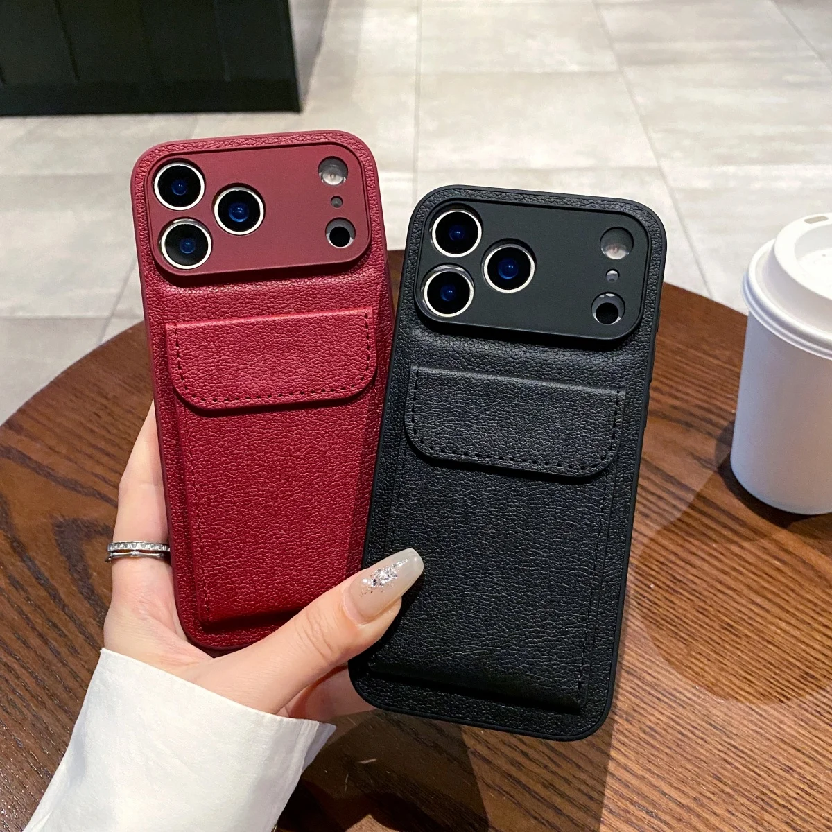Sleek Leather Wallet Case with Card Holder and Stand Feature