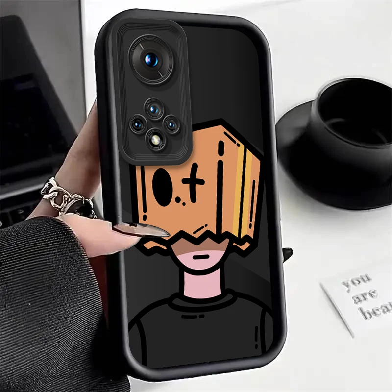 Cartoon Box Man Silicone Square Phone Case