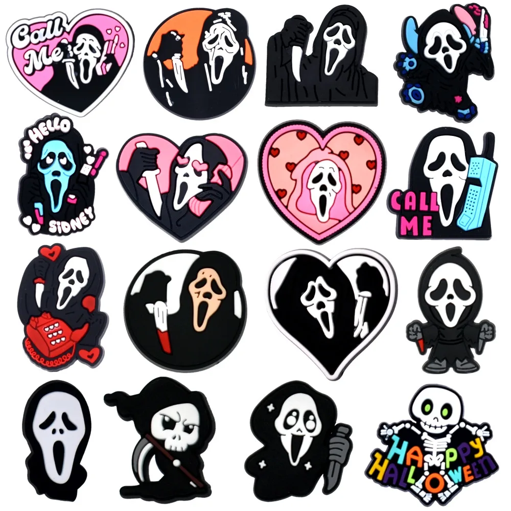 Shoe Charms 1PCS Ghost Series Shoe Charm PVC Sandal Accessories DIY Cartoon Skeleton Bag Wristband Decor Halloween Gifts