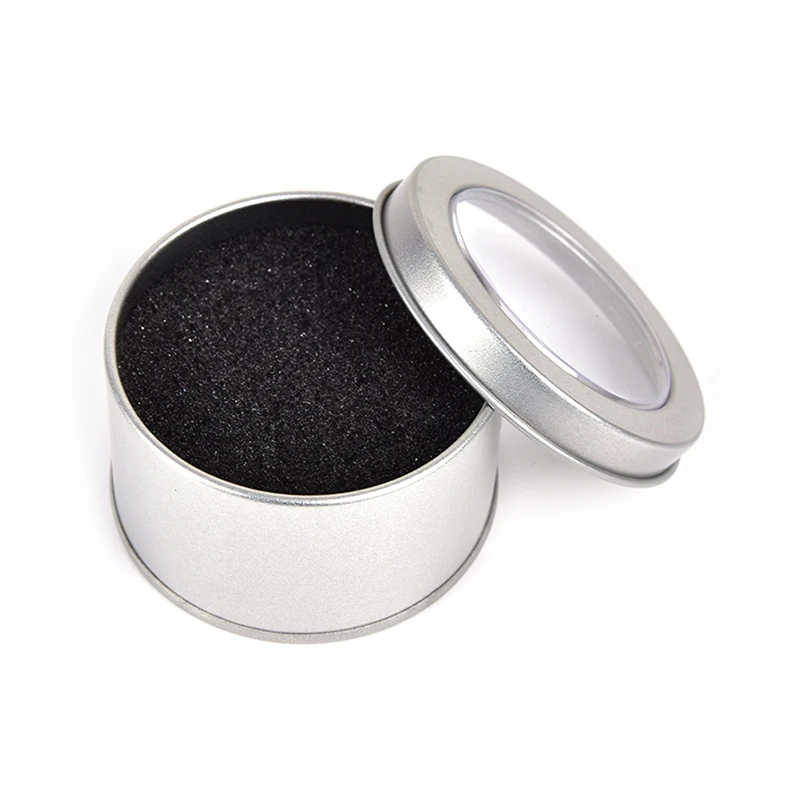 Watch Storage Box Watch Storage Bag Watch Storage Pouch Watch Display Stand Silver Round Metal Jewelry Watch Box Display Case Watch Box Holder 6.5*4cm