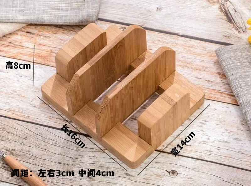 Multifunctional Durable Creative Bamboo Cutting Board Storage Rack Pot Lids Holder Kitchen Supplies Gadgets For Restaurant 6