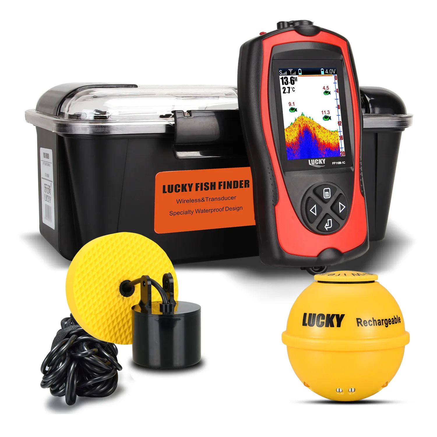 LUCKY-Portable Echo Sounder for Ice Fishing Depth Sonar Alarm Waterproof FF1108-1CLA fish finder