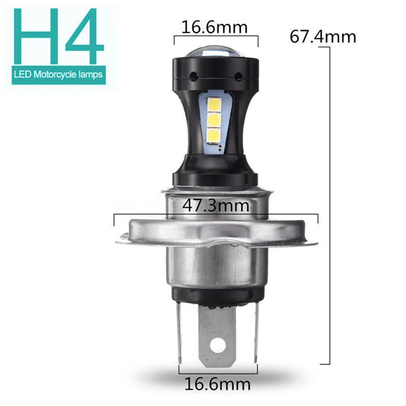 

12-24v H4 3030 18 SMD LED Motorcycle Headlight Head Light Lamp Bulb 6500K