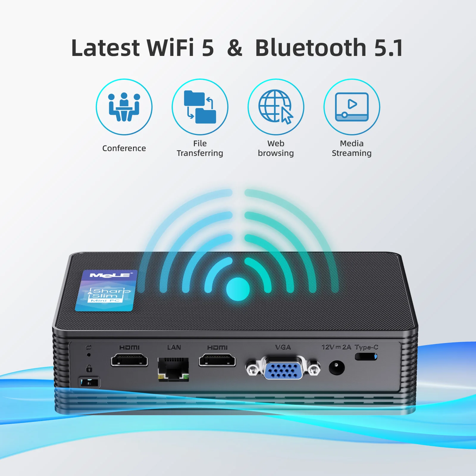 MeLE Quieter HD3 Fanless Mini PC Windows 11 Pro Celeron N5105 8GB 128GB Industrial IoT Computer, SSD HDD Gigabit Ethernet PXE 4K 4