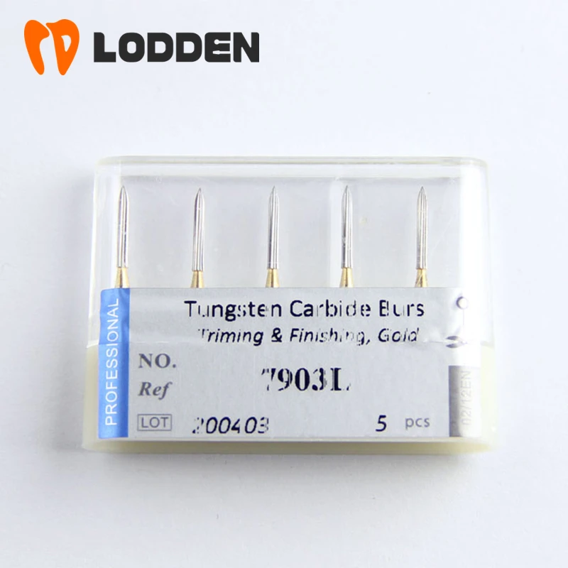 

Dental Tungsten Carbide Burs FG 7903L（250 012) High Speed FG Sharp Flame ISO 071 Triming & Finishing Gold TC bur 8-12 Blades