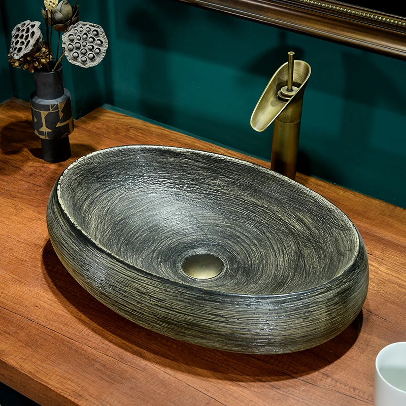 

Silver Flower Shape Art wash basin Ceramic Counter Top Wash Basin Bathroom Sinks wash sink