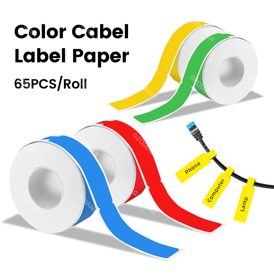 3~5 Rolls P15 Label Paper Rolls Sticker 15*30mm White Label 12*30mm Transparent Color Cable Tape for Thermal Label Printer Maker