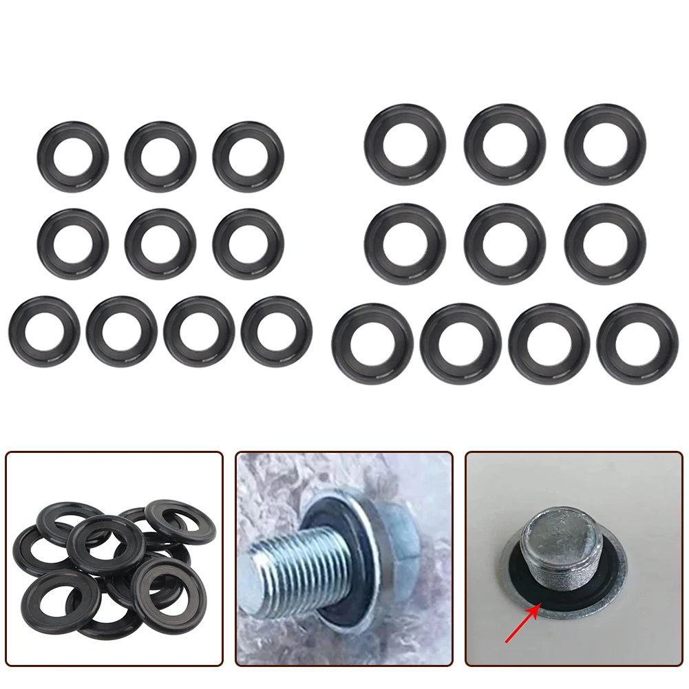 Car Sealing Oil Drain Plug Gasket Washer Replacement M 12/M14 Rubber Engine Oil Drain Plug Gaskets Auto Accessories 10Pcs oil drain plug gasket sealing washers oil drain plug seal washer