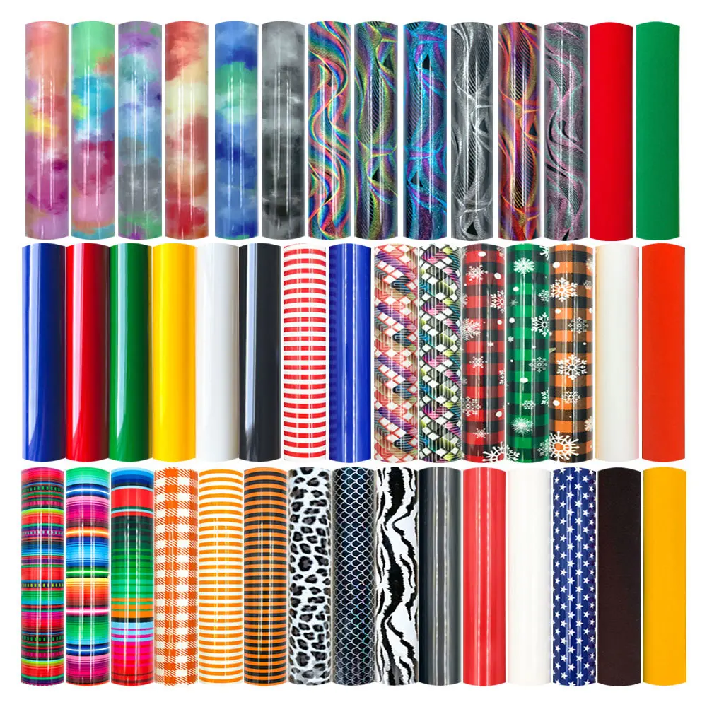 Description Picture 2 of item6Pcs 12 X 10in Bundle Heat Transfer Vinyl Hot Press Iron on T-shirts 6 Assorted Color HTV Film DIY Bags Clothes Decor For Cut