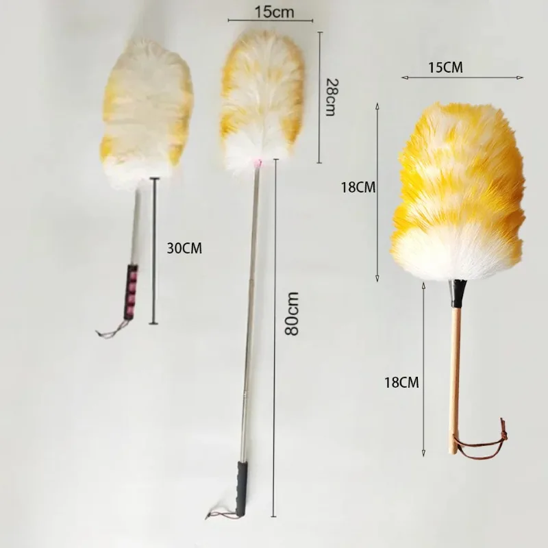 Cleaning Duster Telescopic Duster Brush Wool Duster Brush Telescopic Dust Brush Telescopic Dust Remover 1PC Wool Duster Wood Handle Wool Brush Duster Home Anti-static Dust Sweeping Scalable Lightweight Dusting Cleaning Brush Tool