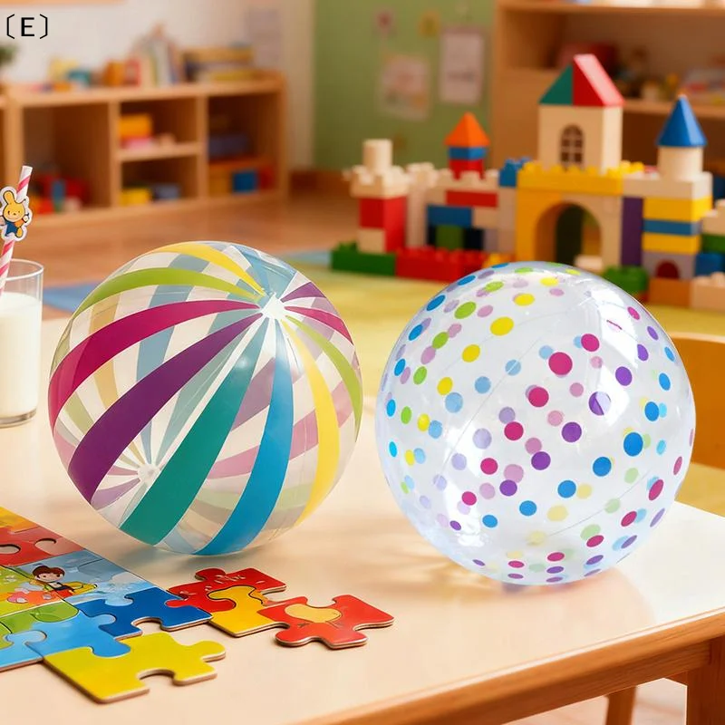 Colorful Inflatable PVC Ball with Dots and Stripes - Fun Toy for Kids' Pool Parties and Indoor/Outdoor Games