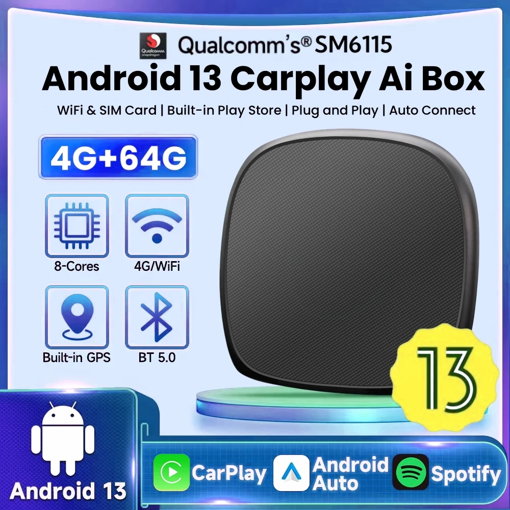 ushilife Adattatore Wireless CarPlay Android Auto Android 11 Supporto