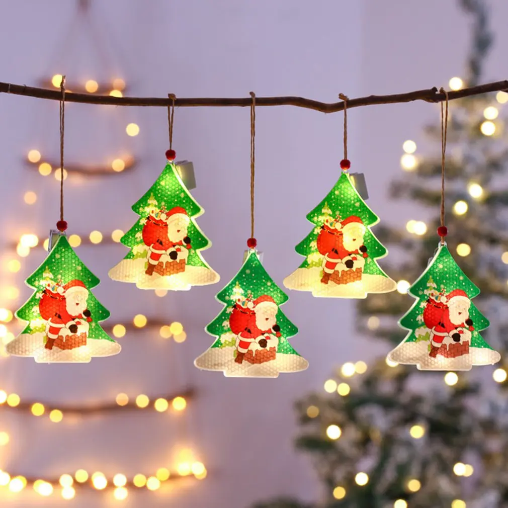 

Christmas Light Decor Hanging LED Santa Tree Decor Festival Themed Night Light For Party Home LED Warm White Light