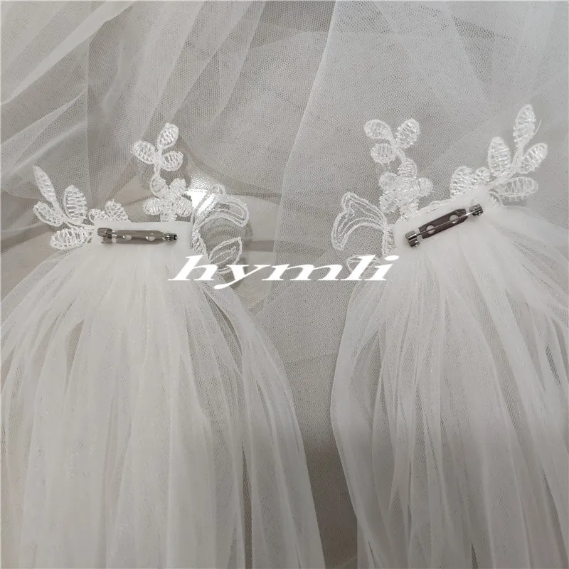 One Layer Lace Bridal Cape Cathedral Shoulder Veil Wedding Cloak " V" Split in White, Off-White ,Ivory