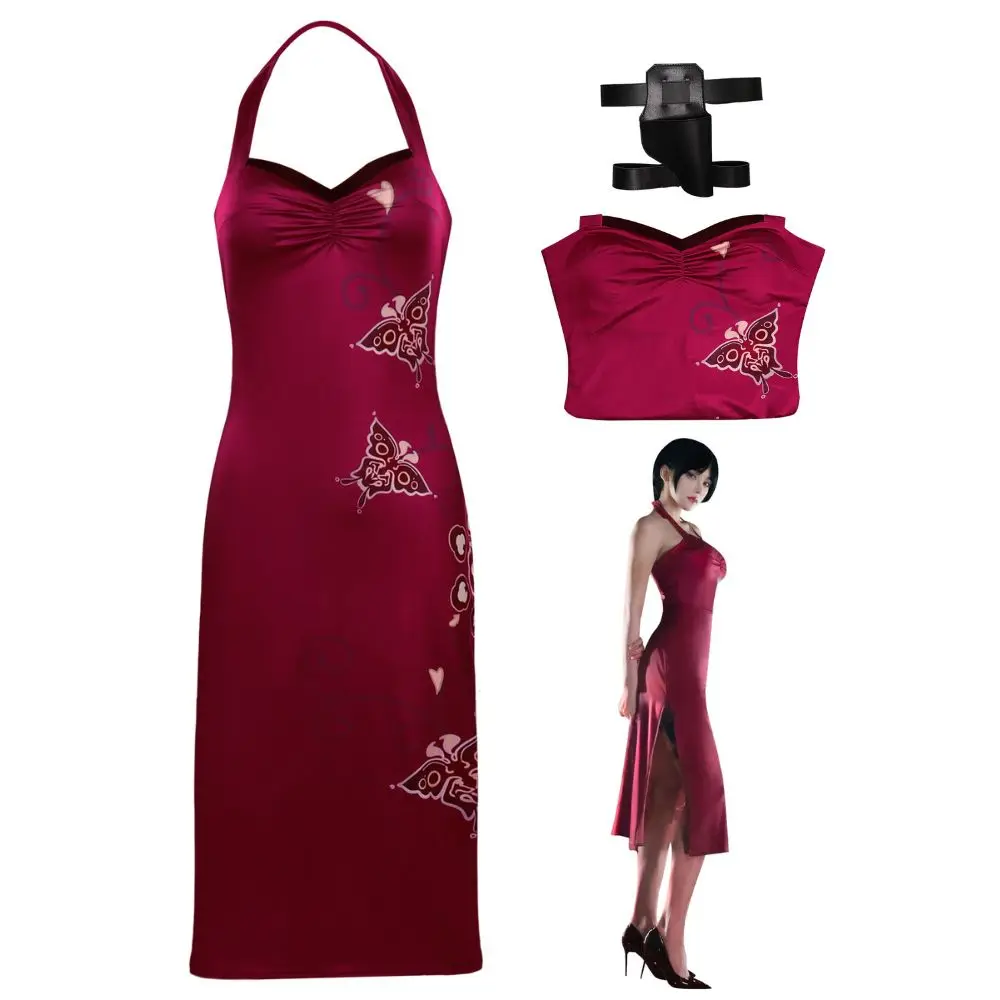 

Biohazard Resident 4 Ada Wong Evil Cosplay Costume Cheongsam Dress for Women Outfit Halloween Carnival Suit for Female Disguise