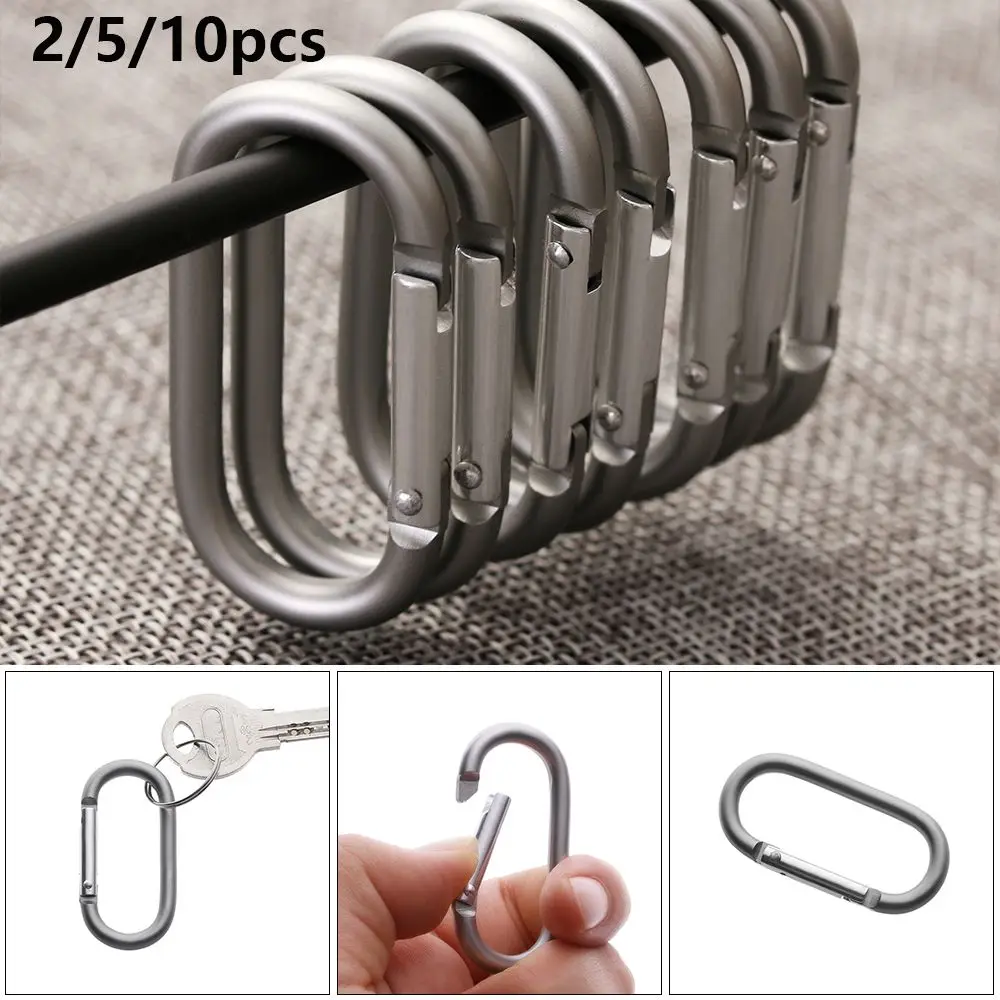 2/5/10Pcs Survival Gear Outdoor Tool Lega Anelli In Alluminio Camp Alpinismo Gancio Fibbia Portachiavi Climing Moschettone Kit Da Viaggio