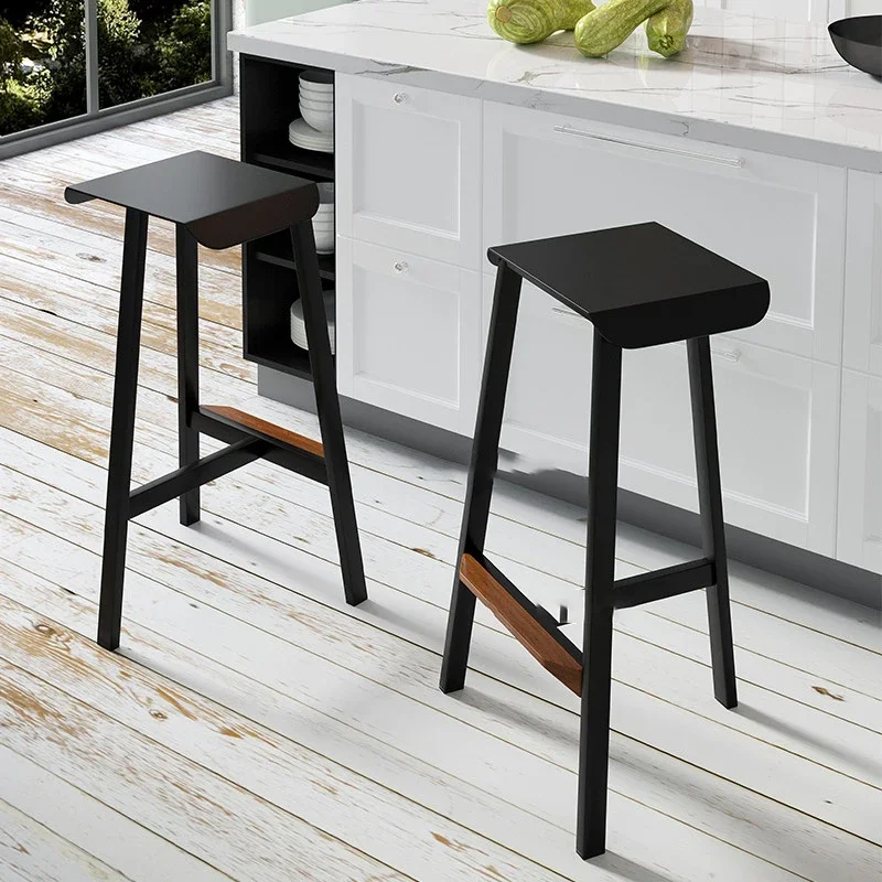 

Nordic Kitchen Bar Chair Black Barstool Front Bar Chair Modern Minimalist Wrought Iron Cadeira Living Room Furniture GPF55YH
