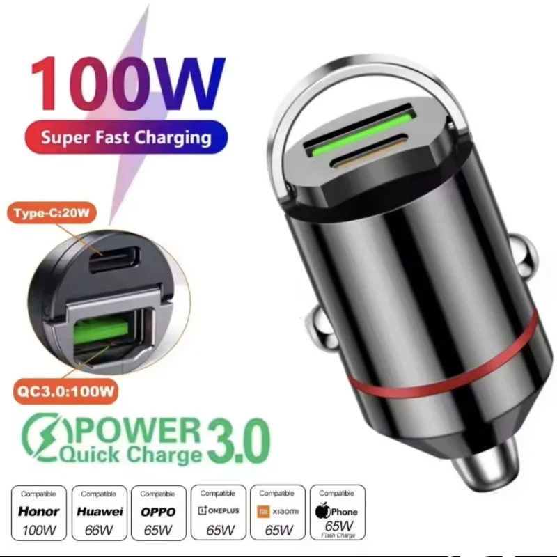 2025 200W Fast Charging IPhone QC3.0 Mini PD USB Type C Car Mobile Phone Charger For Xiaomi Samsung Huawei_voghion.com