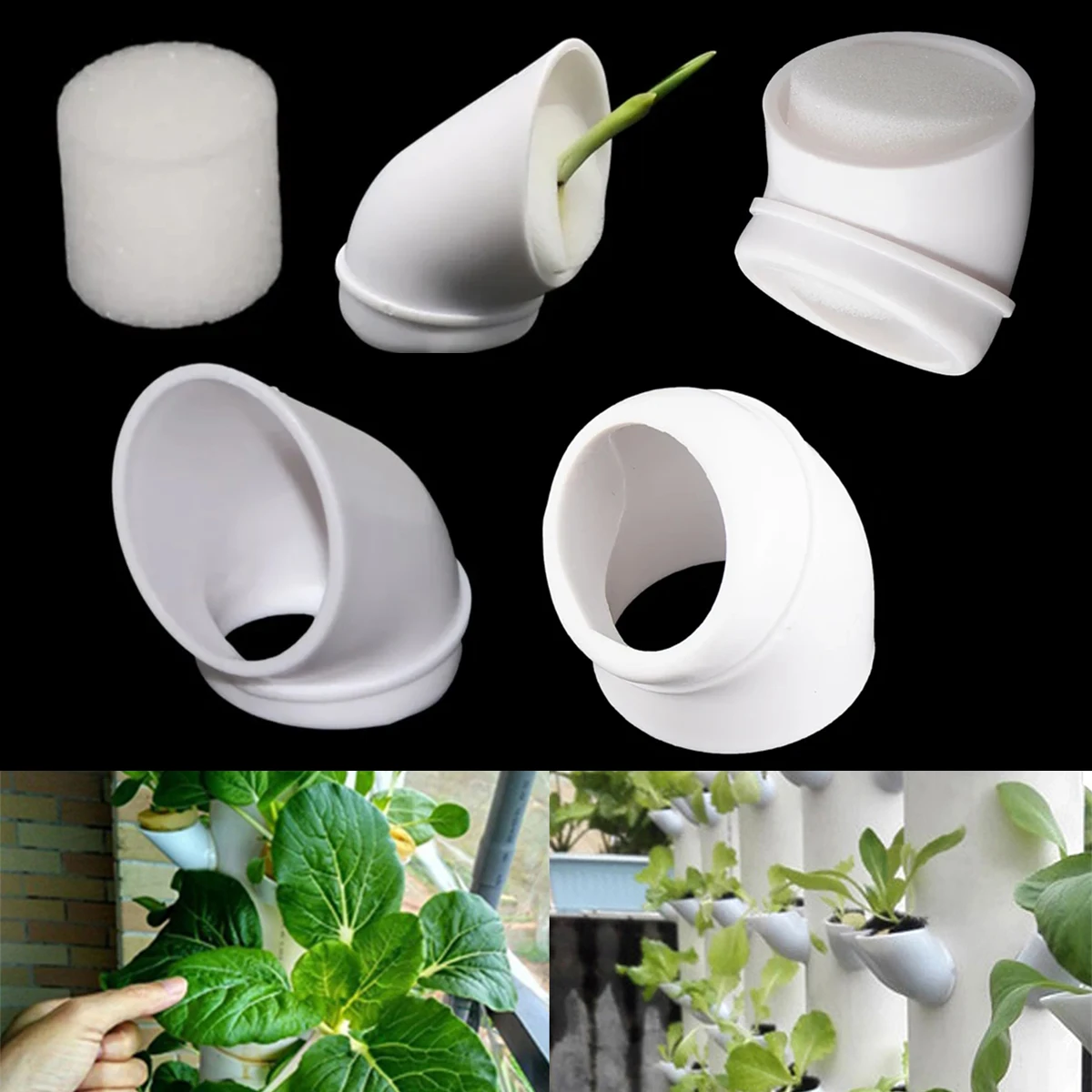 10Pcs PVC Pipe Soilless Hydroponics Plant Cups and Sponges, hydroponic planting tools, hydroponic root sponges