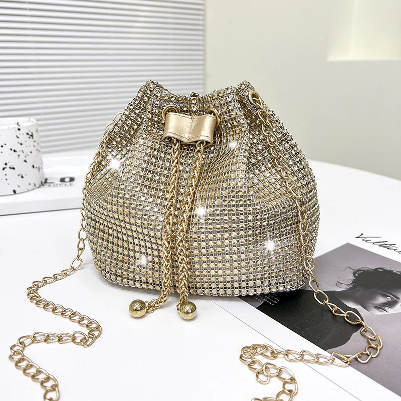 New Bag Women's New Trendy Bag Texture Net Red Diamond Shoulder Bag Fashion Chain Crossbody Bucket Bag