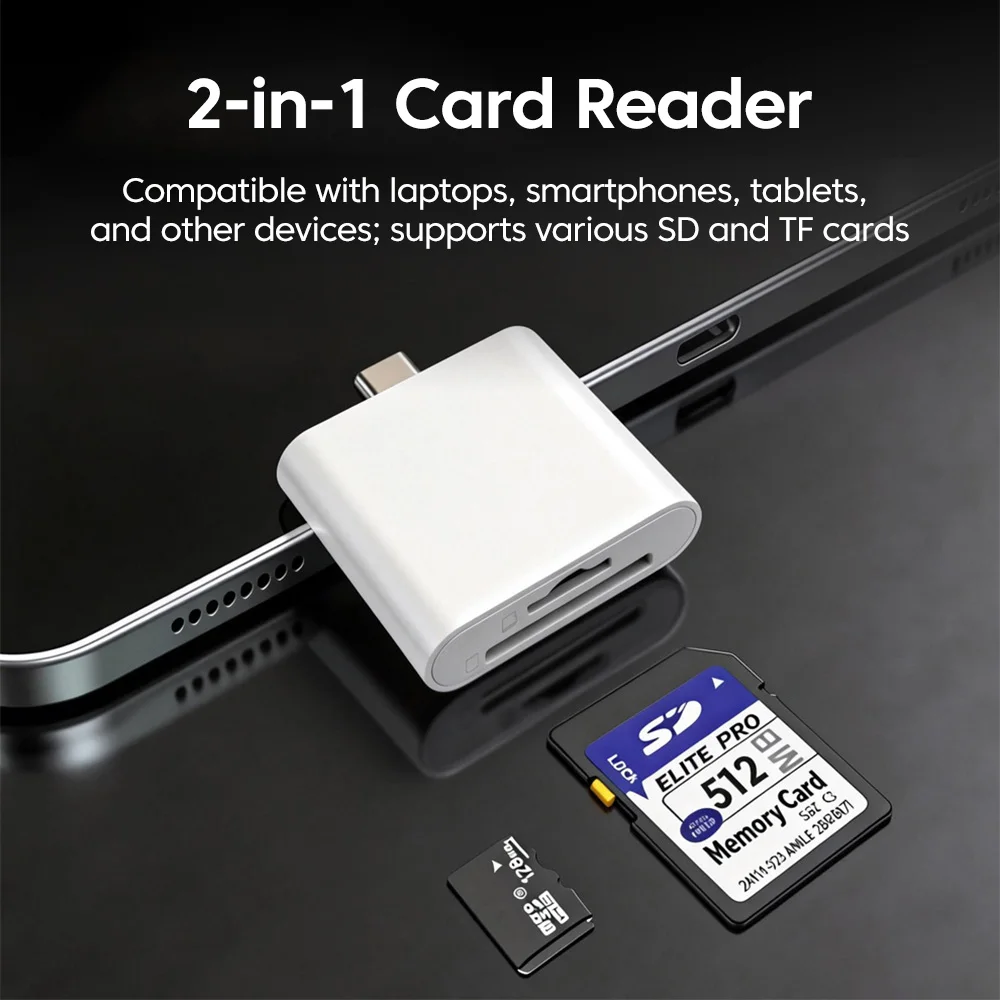 2 in 1 USB3.0 리더 어댑터 USB A/Type-C - SD+TF 카드 읽기 휴대폰, 태블릿, 노트북용 5Gbps 데이터 전송 커넥터