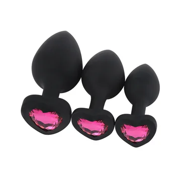 S/M/Lsize Heart-shaped black silicone anal plug Adult Toys for Men/Women Anal Trainer for Couples sex toys  silicone butt plug 5