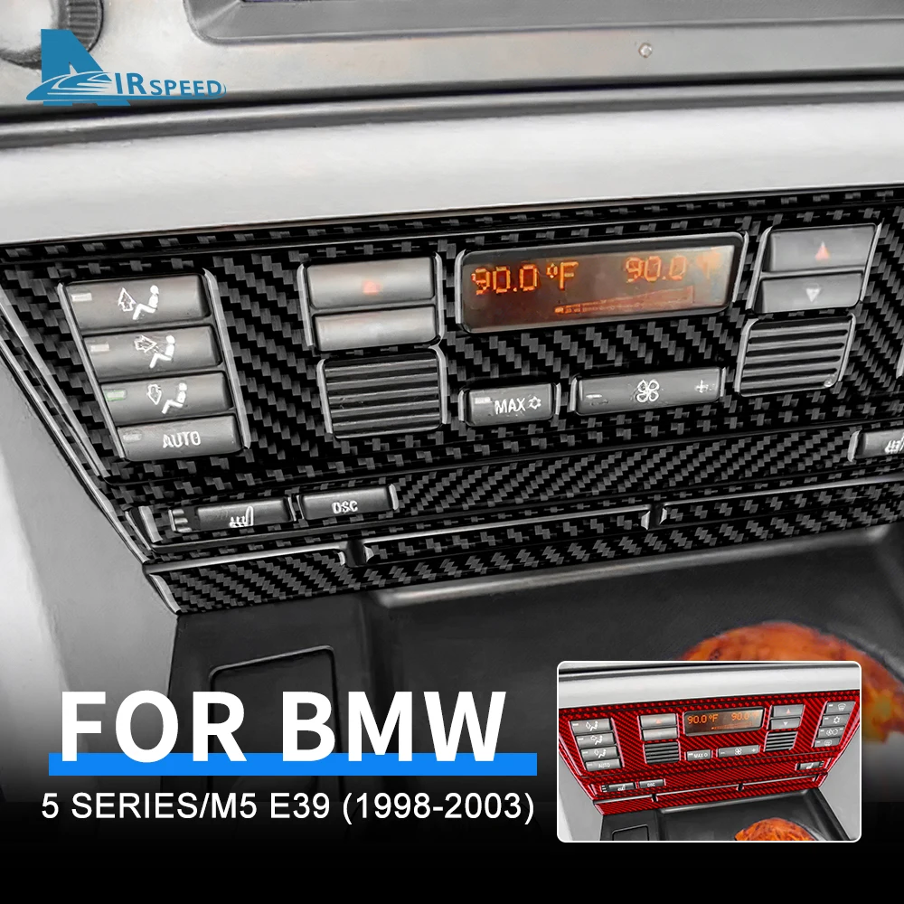 

Наклейка из настоящего углеродного волокна для BMW 5 серии M5 E39 1998-2003, автомобильный Кондиционер, Панель AC CD, Подогрев сиденья, внутренняя отделка, Декор