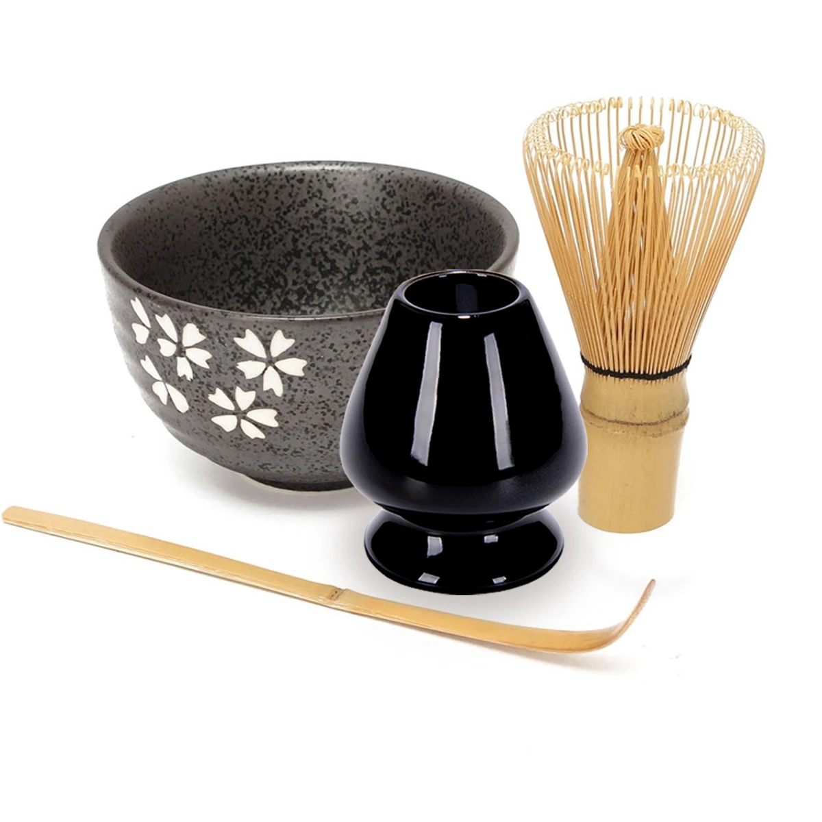 Tea Service Bamboo Natural Matcha Green Tea Powder Whisk Scoop Ceramic Bowl Set Japanese Teaware Ceremony matcha tea set,matcha tea tools,tea ceremony tools,tea set