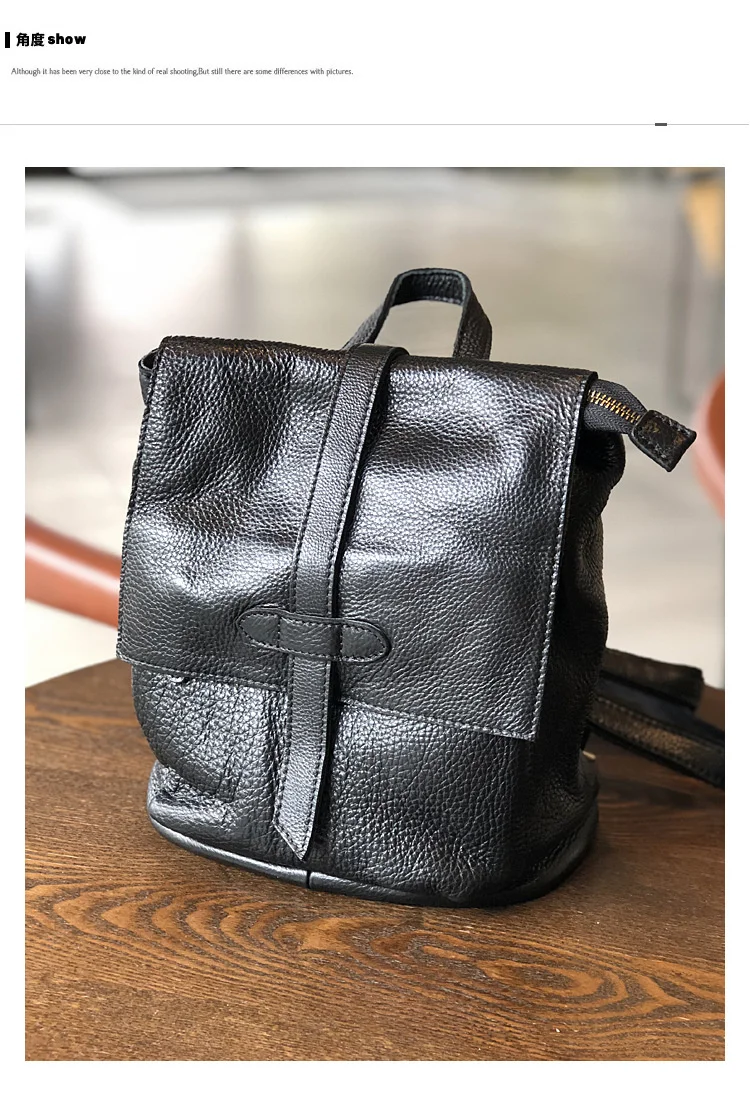 Natural Real Cowhide Women Backpack Vintage Genuine Leather Simple Small Bagpack Travel Soft Mini Cute Bookbags For Girls