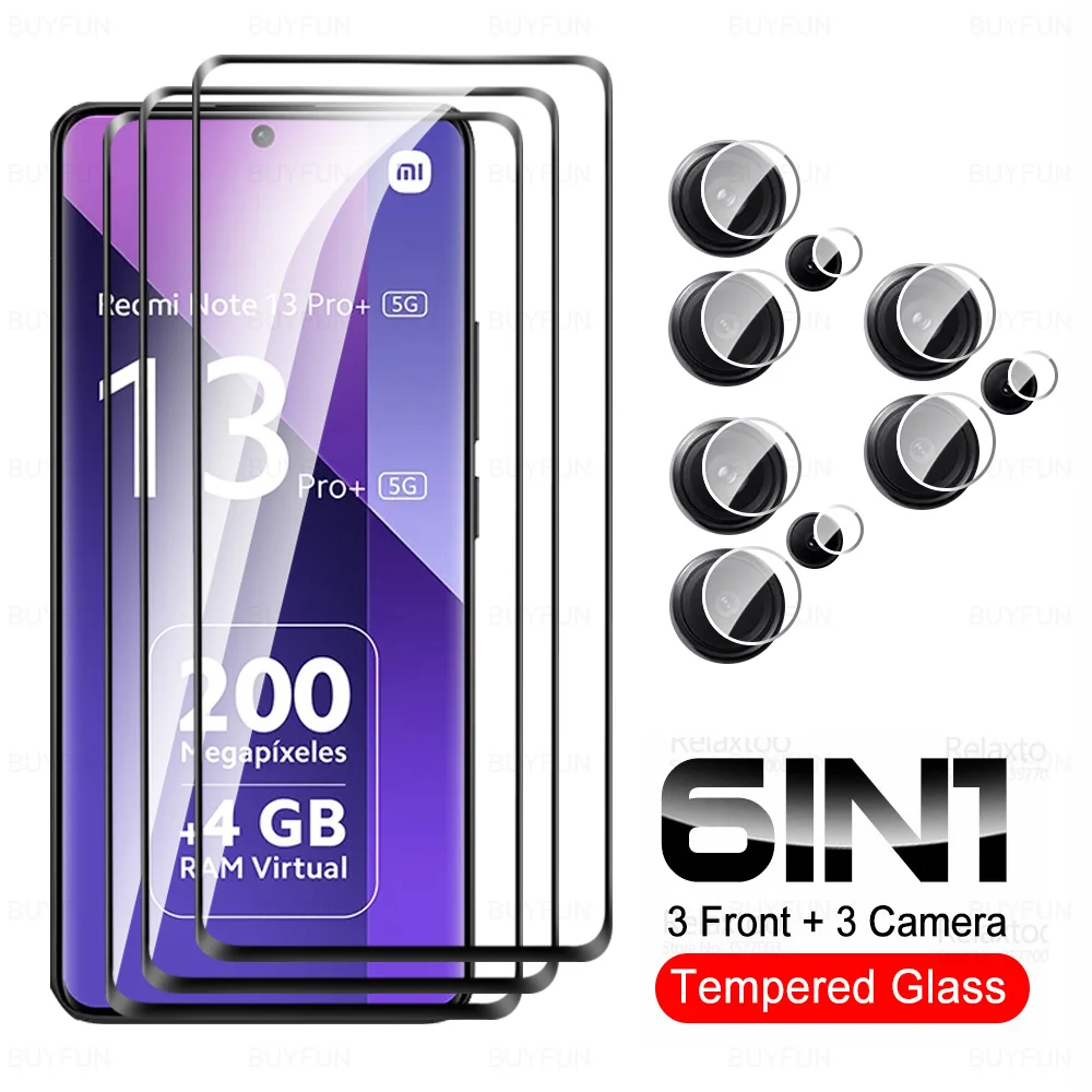 6-in-1 Curved Tempered Glass Screen Protector with Lens Protection