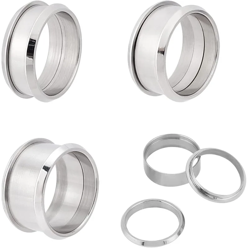Craftdady Steel Ring Core Blanks - Grooved Setting For Inlay Jewelry Making, Stainless Steel, Sizes 7-12