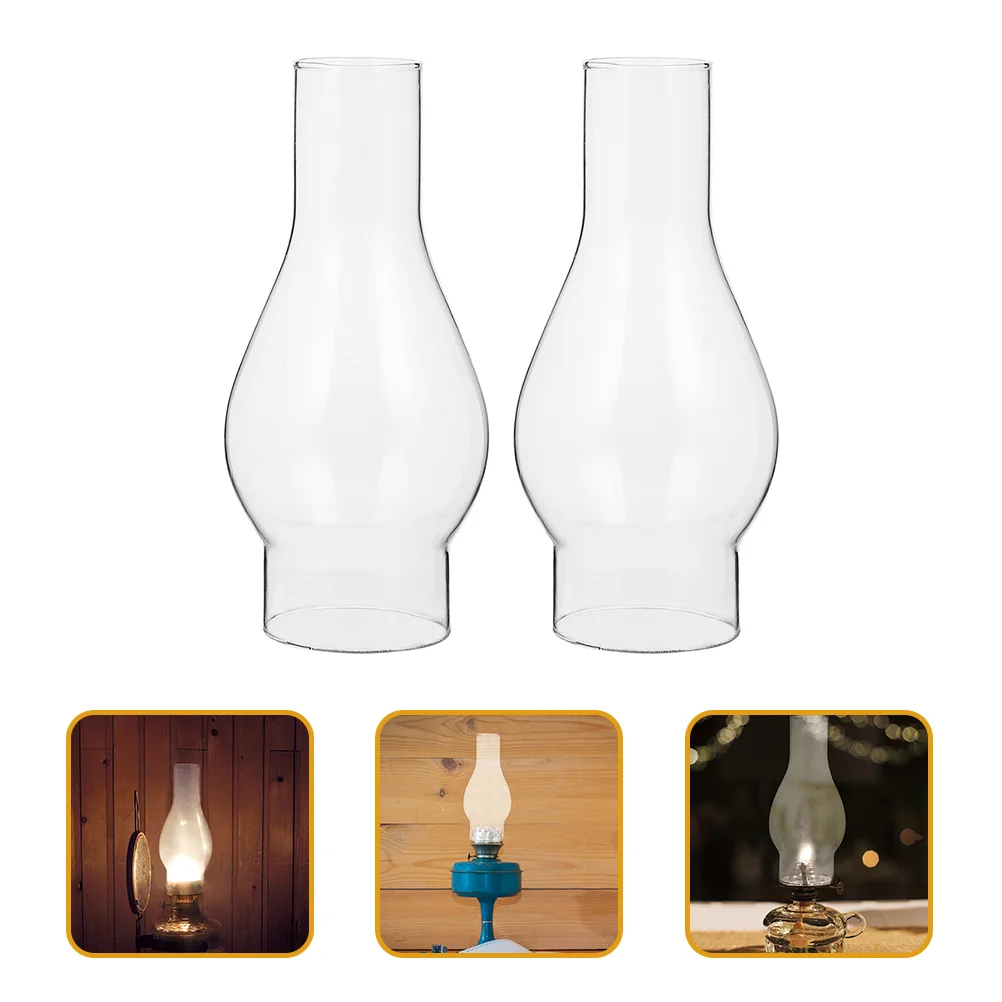 

2 Pcs Kerosene Lampshade Transparent Glass Clear Lampshades Light Bulbs Oil Man Stand