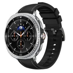 Premium Leather & Silicone Sport Band for Samsung Galaxy Watch - Elegant & Durable Bracelet (Black)
