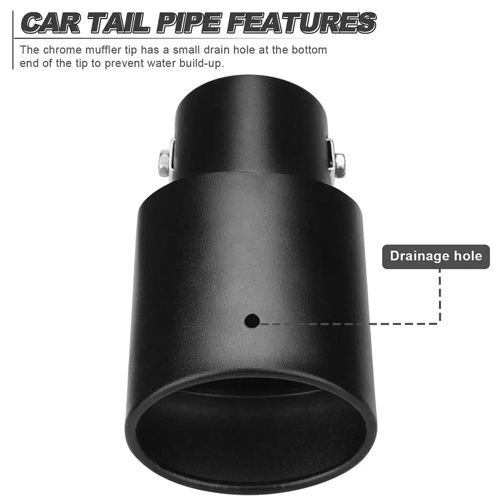 Exhaust Assembly 1 Pcs Car Exhaust Pipe Muffler Decorative Tip Rear Tail Throat Matte Straight Universal Stainless Steel Modified Parts
