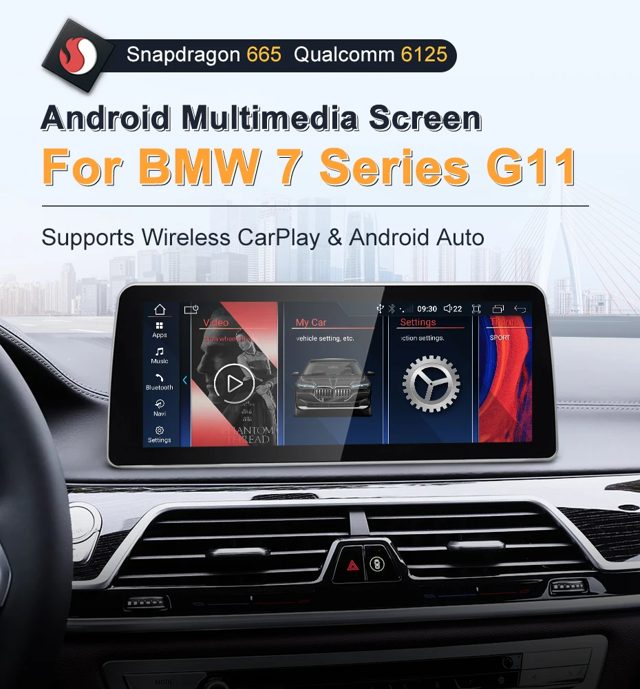12.3inch Qualcomm 665 6125 Android 14 Screen For BMW 7Series G11 G12 Car Video P