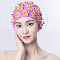 Pearl Floral Petal Swim Cap Flower Long Hair Swimming Cap Lightweight Vintage Style Flower Swimming Cap Water Sports 1