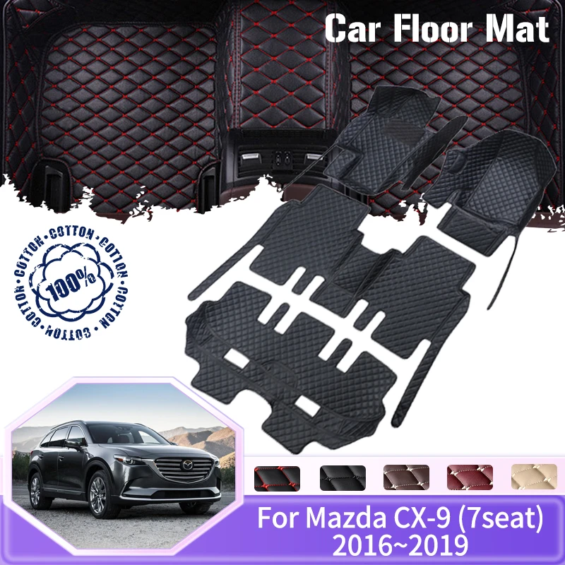 Car Floor Mats For Mazda Cx9 Cx9 Tc 2016 2017 2018 2019 7seat Leather Floor Mat Alfombras Para