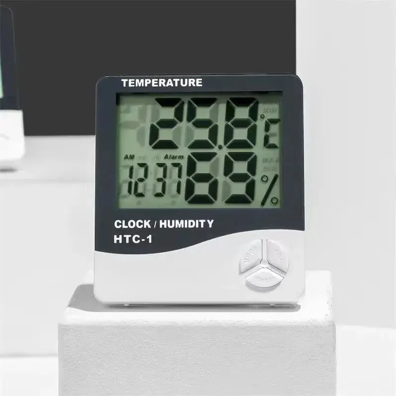 LCD Electronic Digital Temperature Humidity Meter Thermometer Hygrometer Indoor Outdoor Weather Station Clock