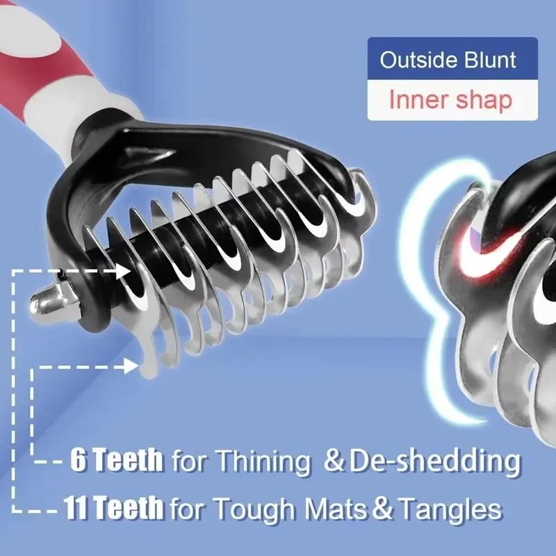 Professional Pet Deshedding Brush 2 Sided Dematting Dog Comb Cat Brush Rake Puppy Grooming Tools Undercoat Shedding Flying Hair